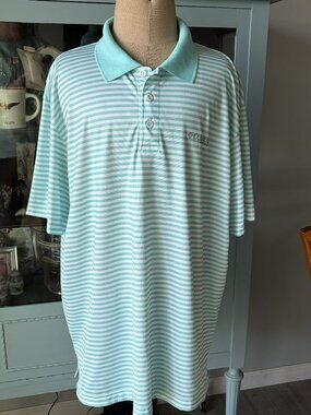 Columbia PFG Shirt Sz XL Short-sleeve Polo Aqua & White Stripes